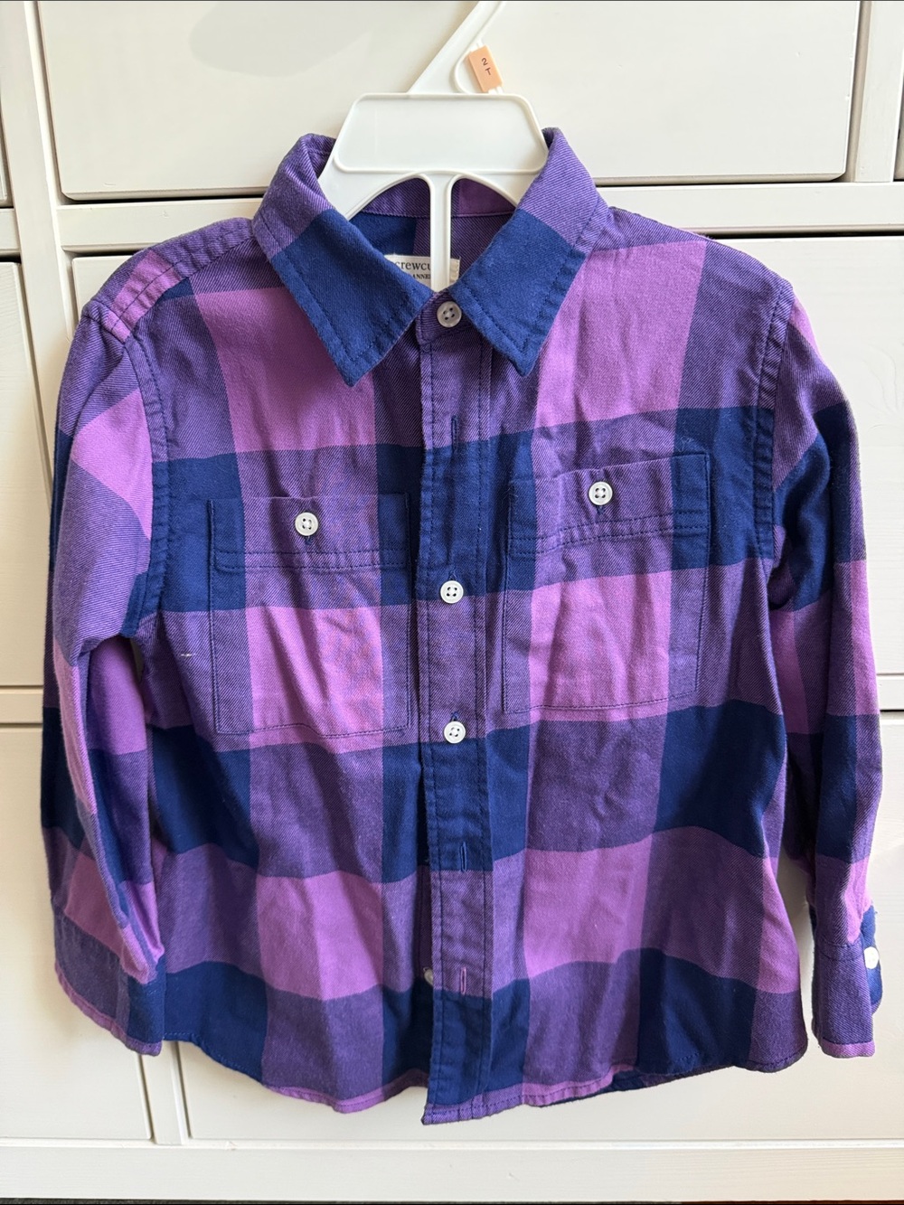Crewcuts Purple & Navy Plaid Flannel Button-Down Shirt